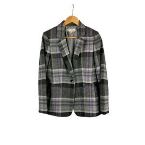 Tahari Arthur S. Levine Plaid Blazer Jacket Chic Professional Layering Piece
